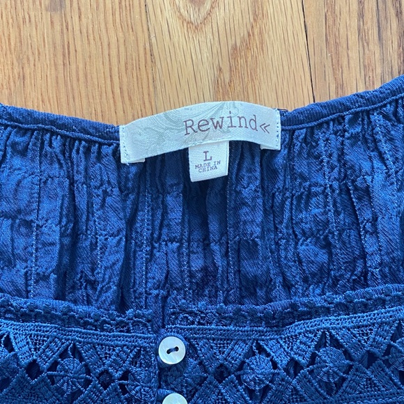Rewind Women's Blue Lace Trim Top Size L - Picture 2 of 4